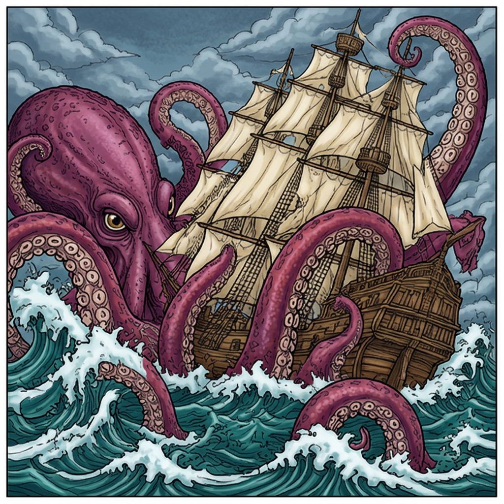 Full-colour reference for Kraken and the Galleon