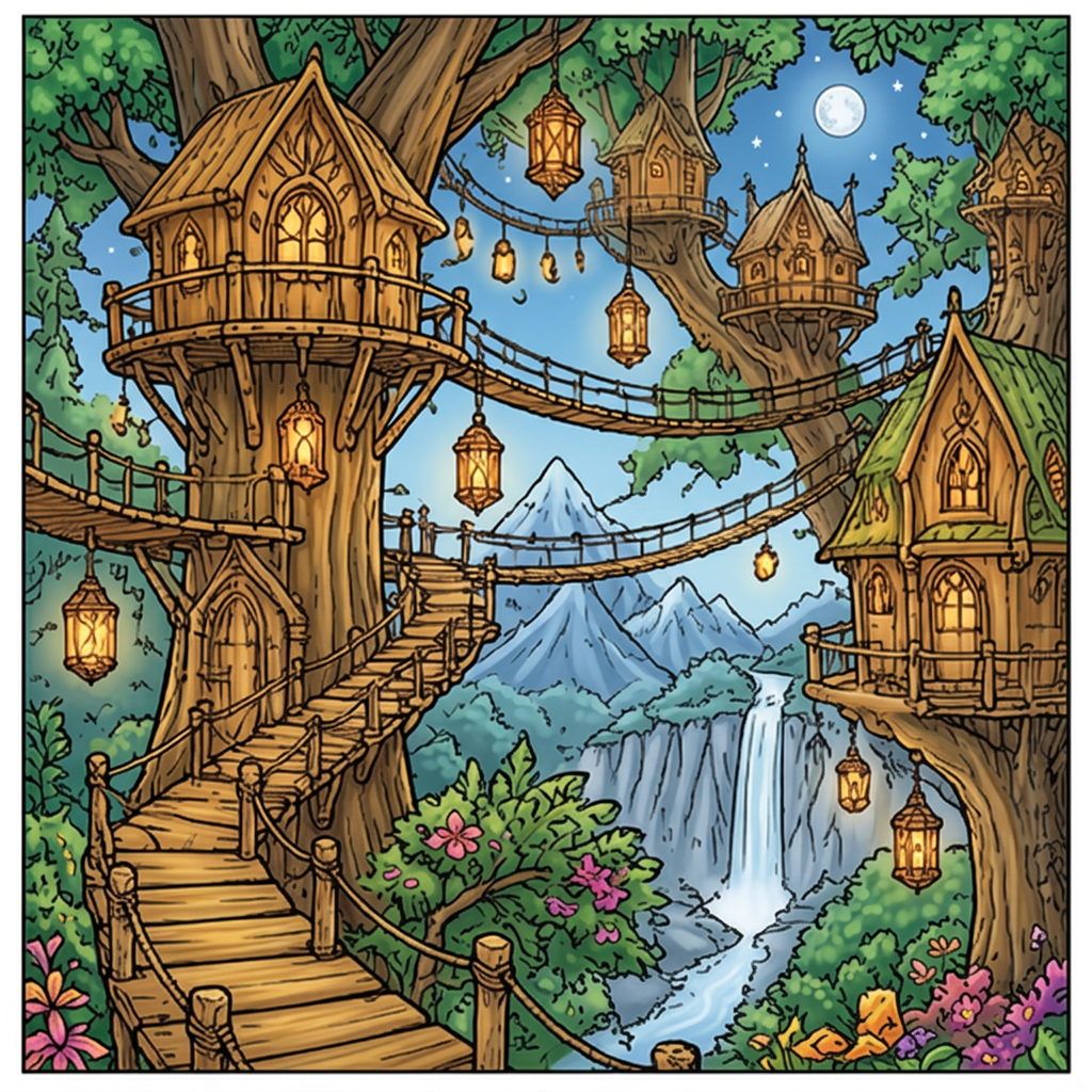 Full-colour reference for Elven Treehouse City
