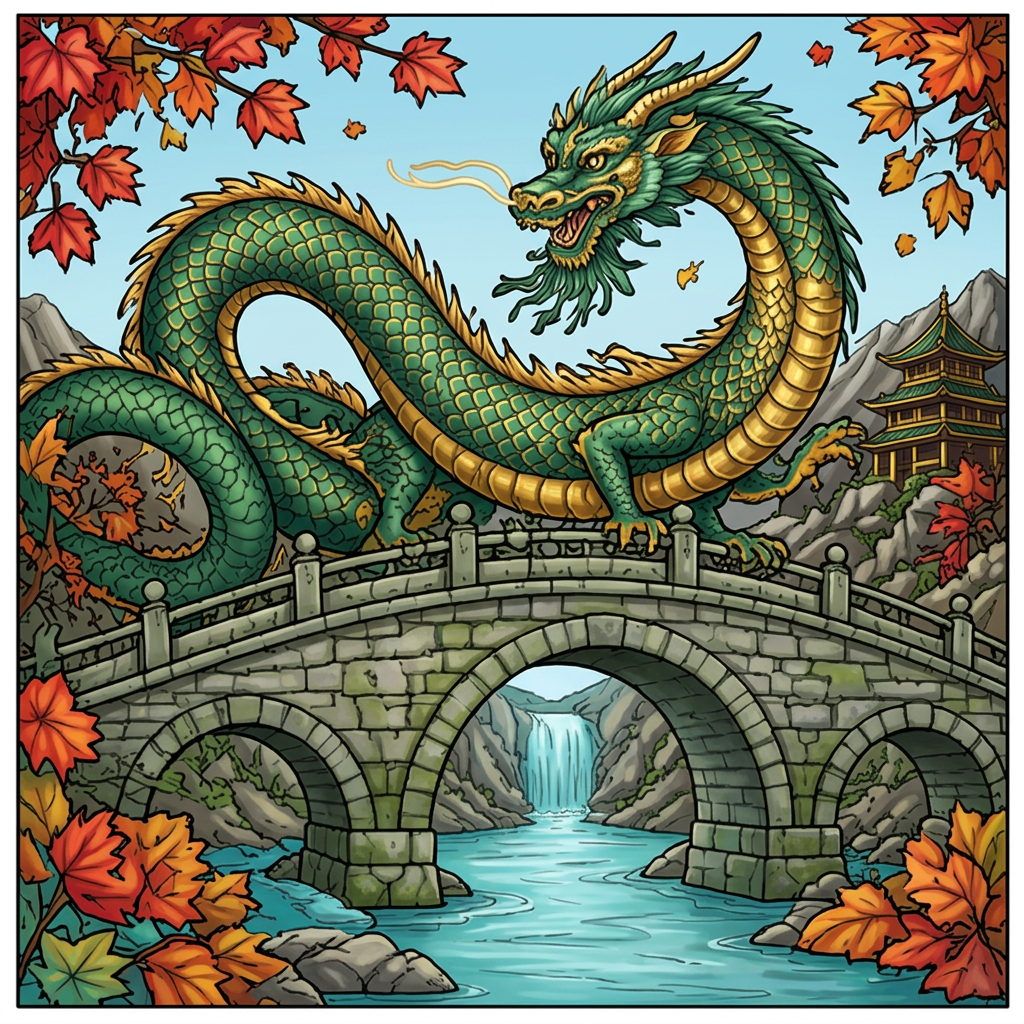 Full-colour reference for Dragon over the Maple Bridge