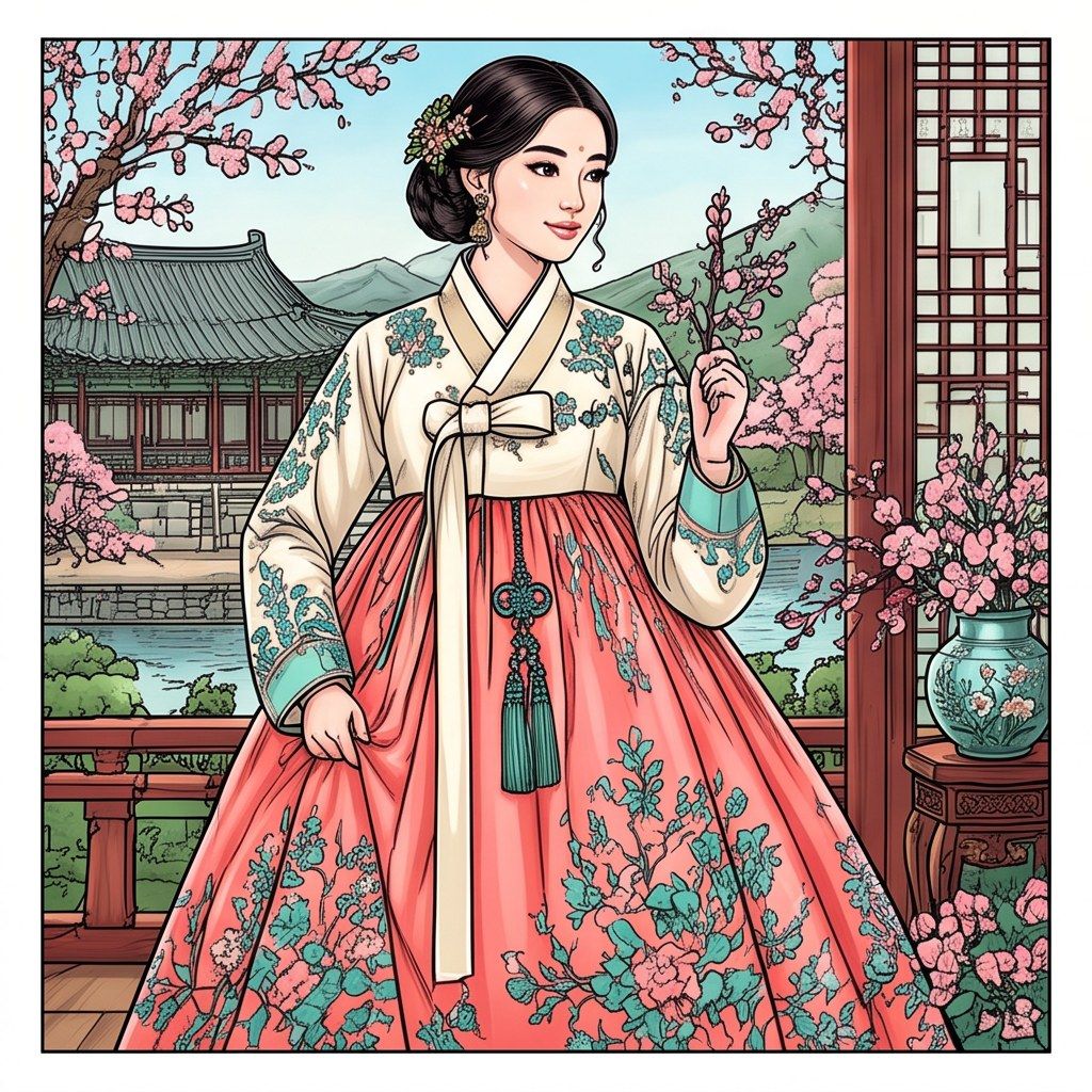 Full-colour reference for Hanbok Palace Garden