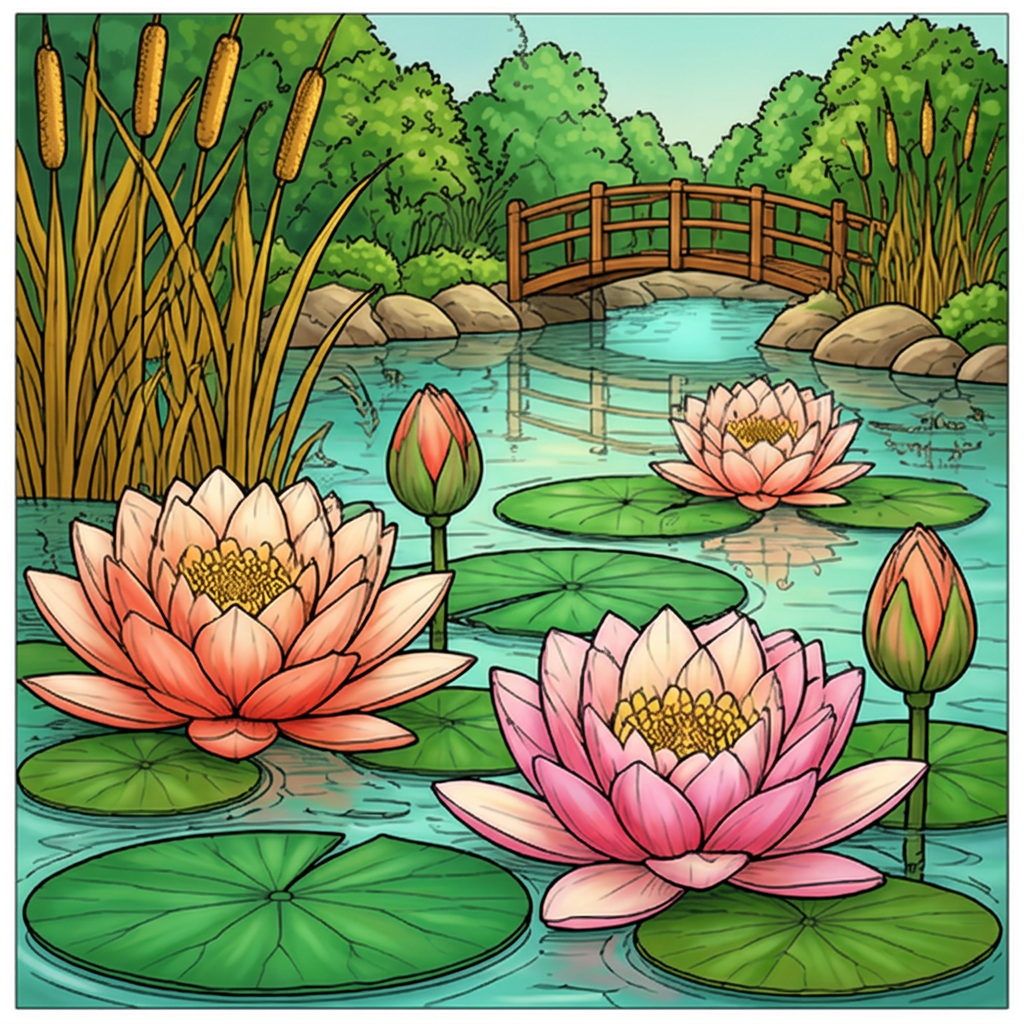 Full-colour reference for Lotus Pond and Water Lilies