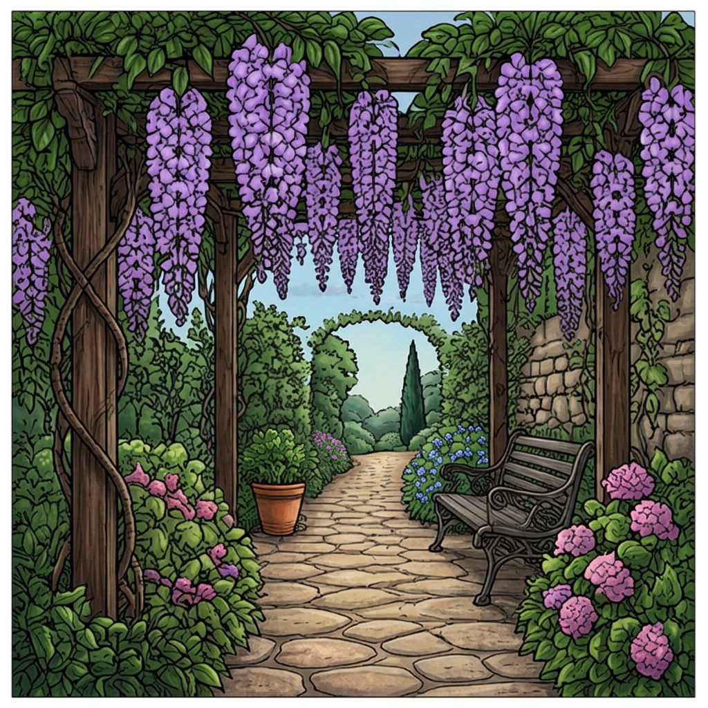 Full-colour reference for Wisteria Arbor Walk