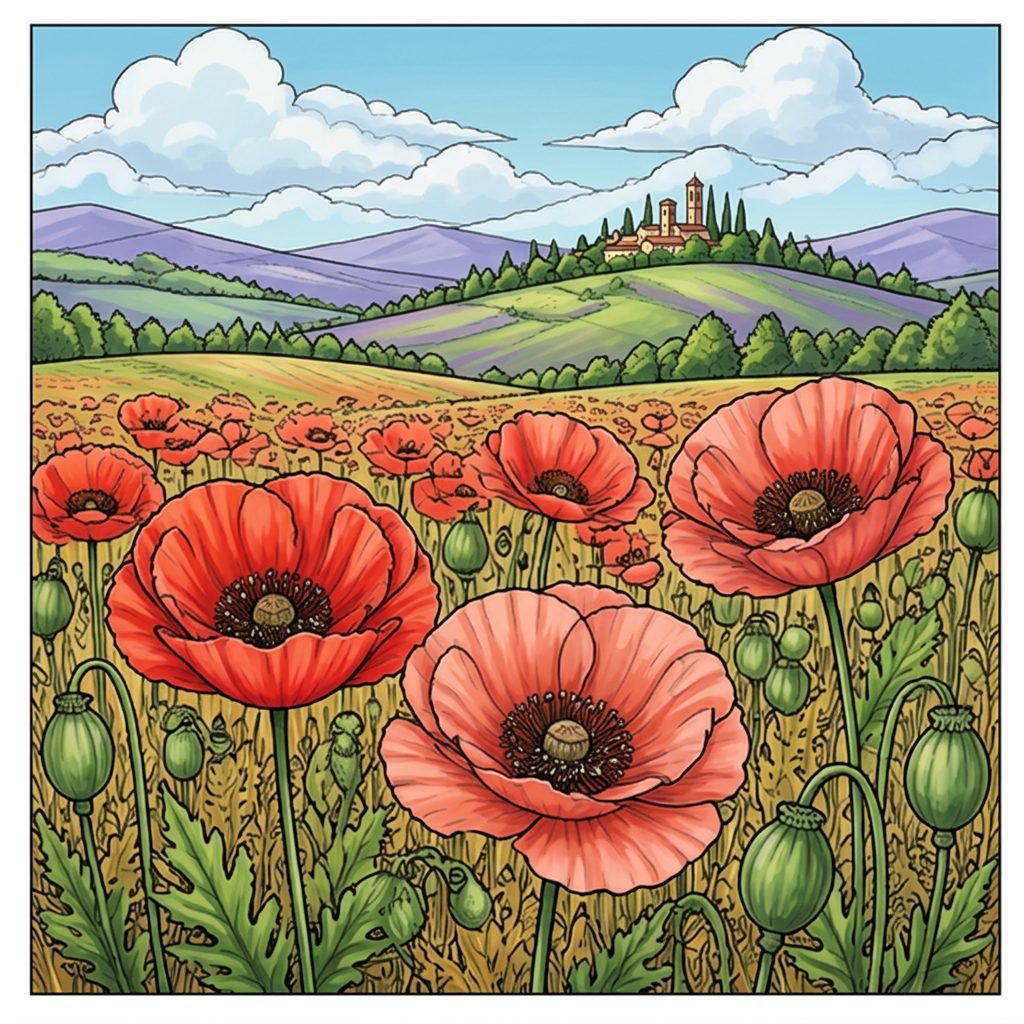 Full-colour reference for Poppy Hillside Meadow