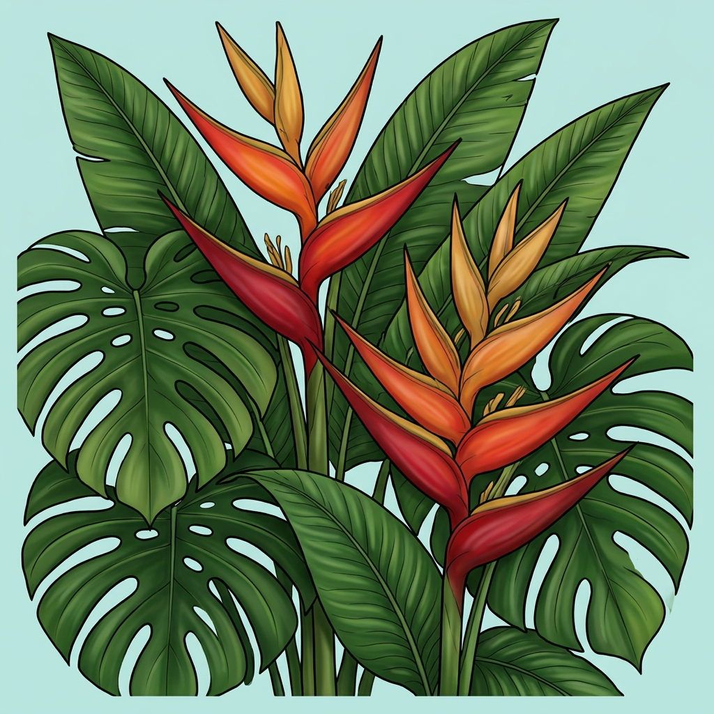 Full-colour reference for Tropical Heliconia Leaves