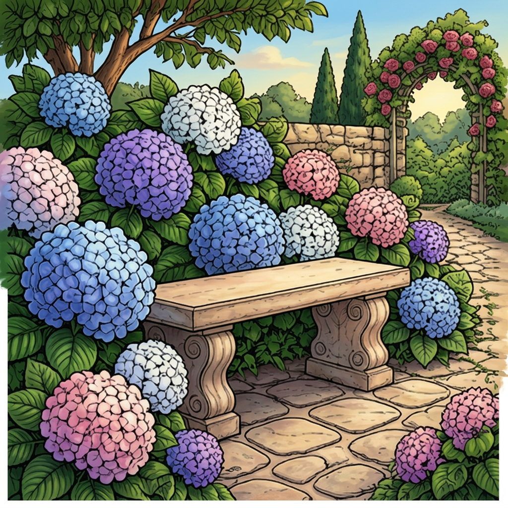 Full-colour reference for Hydrangea Garden Bench