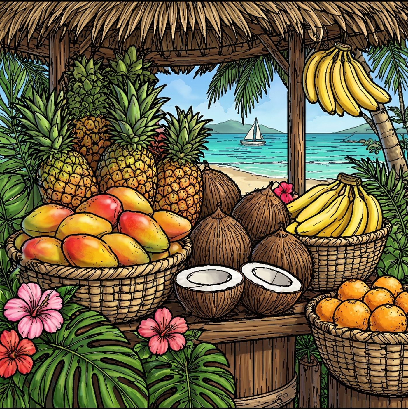Full-colour reference for Tropical Fruit Stand