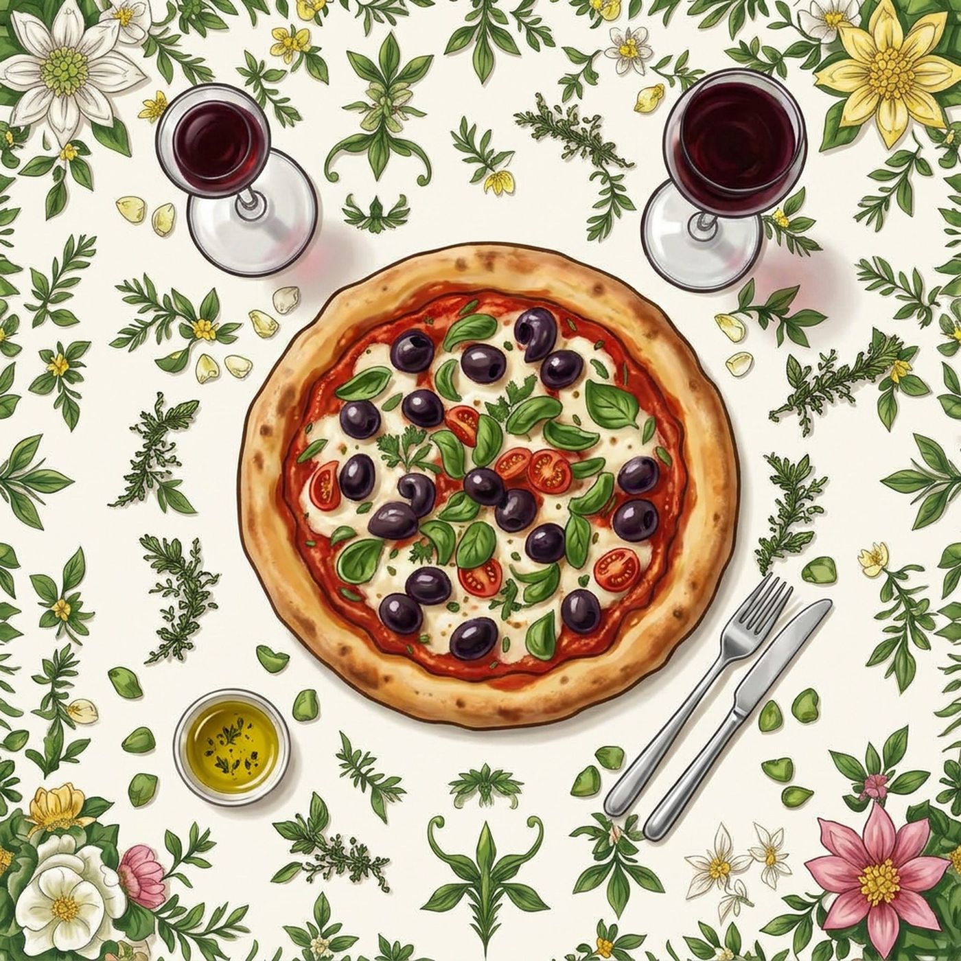 Full-colour reference for Pasta and Pizza Flat Lay