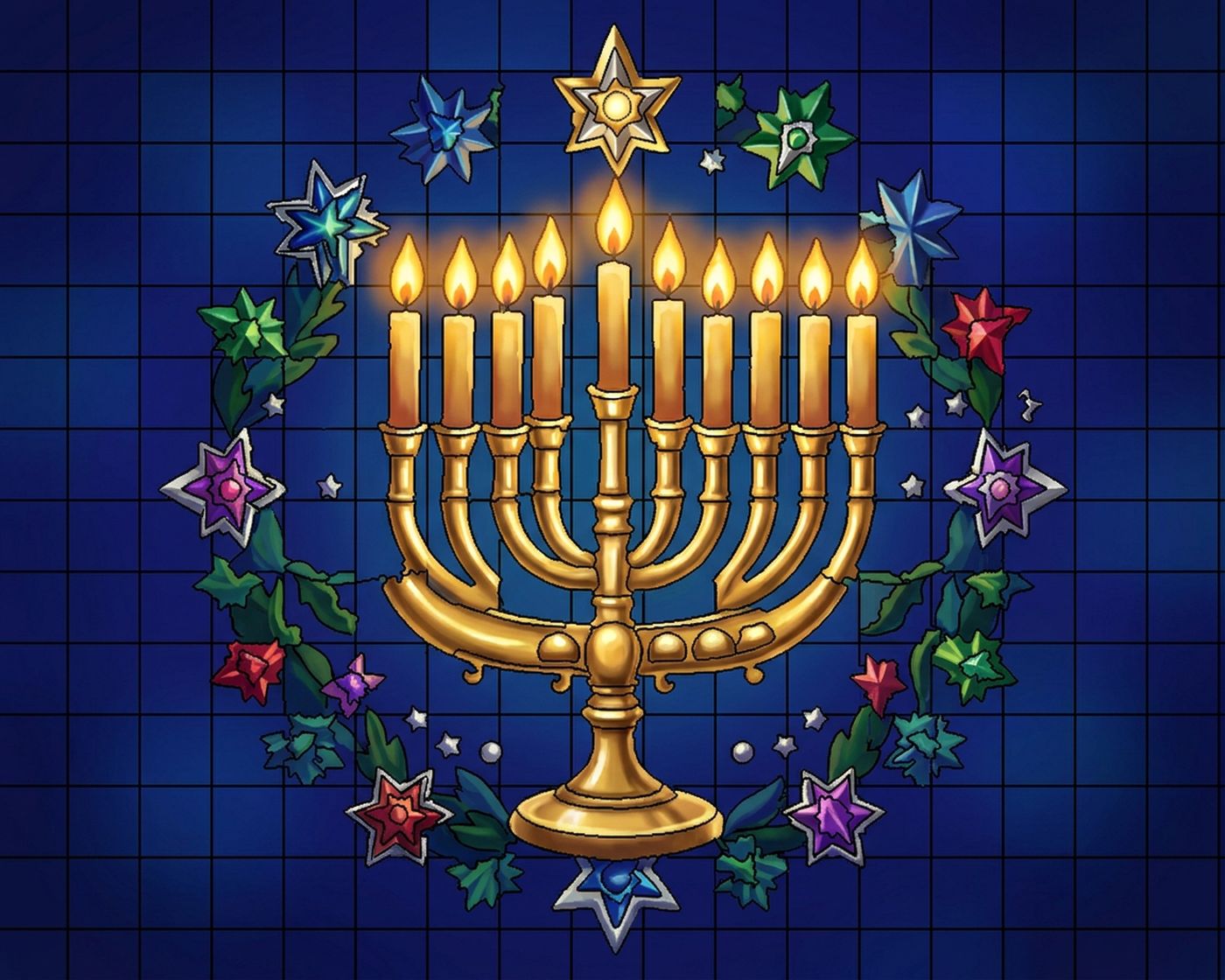 Full-colour reference for Menorah Glow