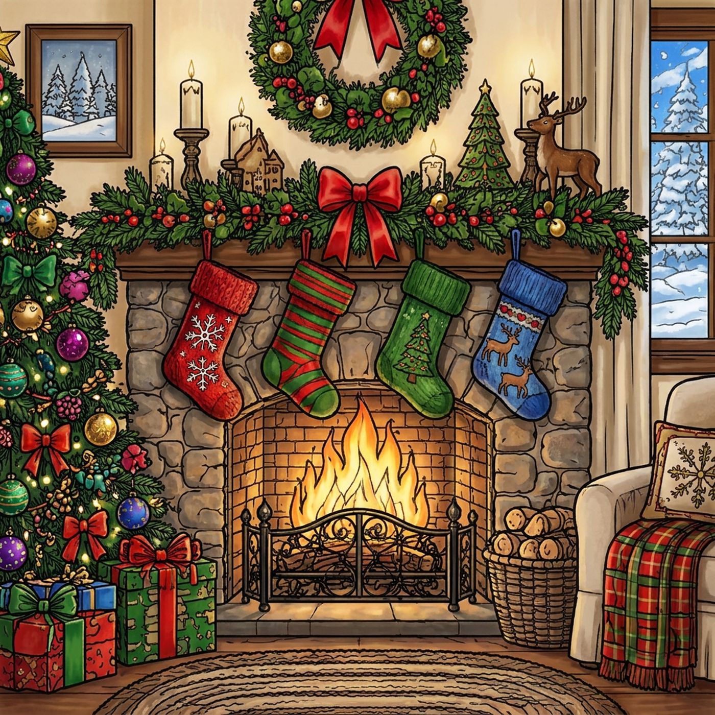 Full-colour reference for Christmas Fireside