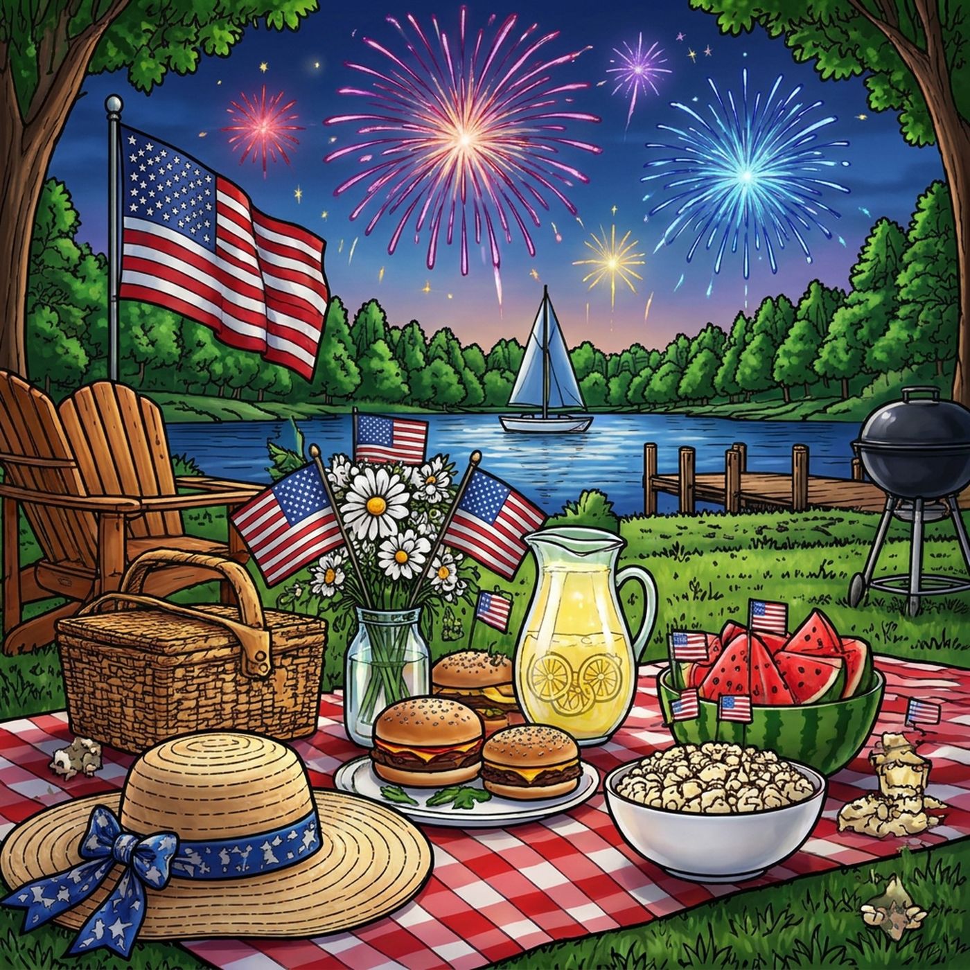 Full-colour reference for Fourth of July Picnic