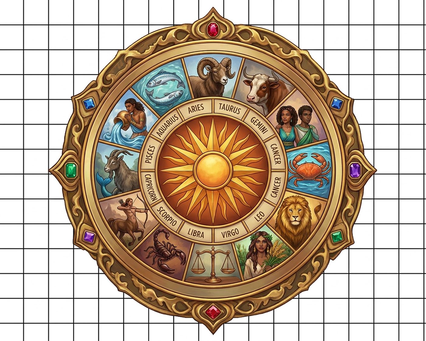 Full-colour reference for Zodiac Wheel