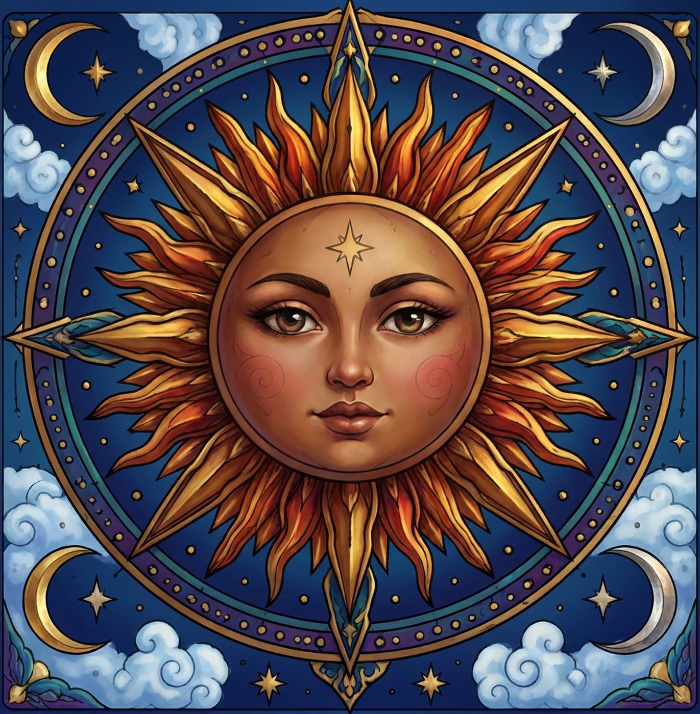 Full-colour reference for Sun Face Mandala
