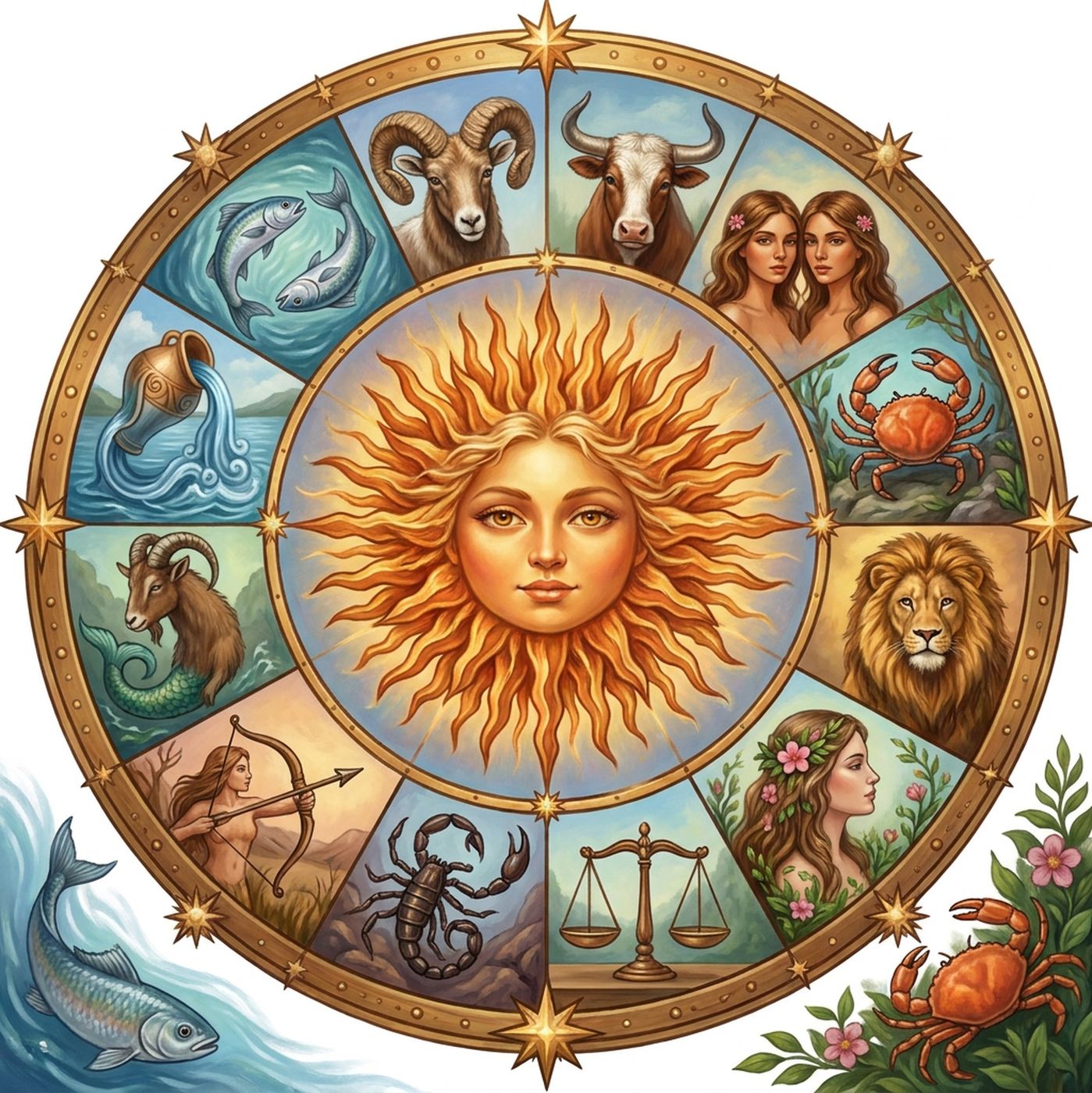 Full-colour reference for Zodiac Wheel Mandala
