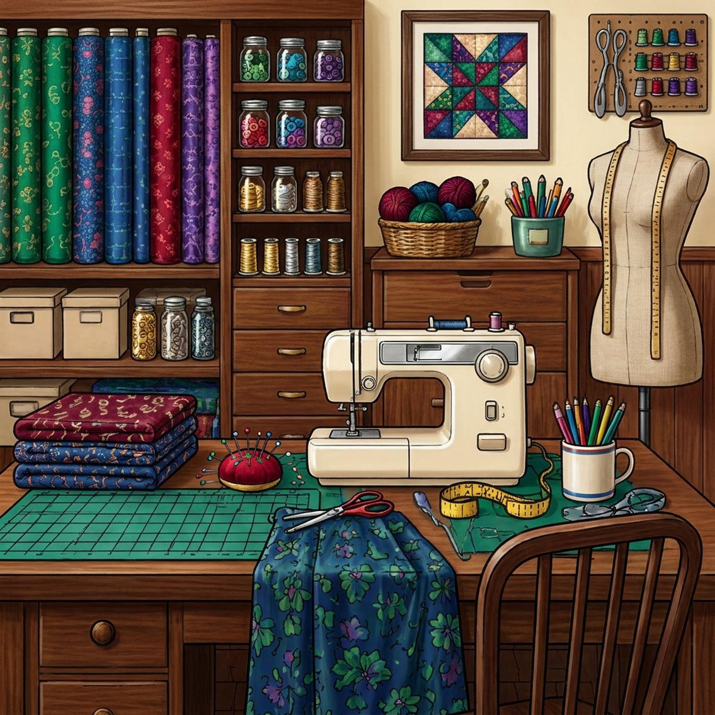 Full-colour reference for Sewing Room