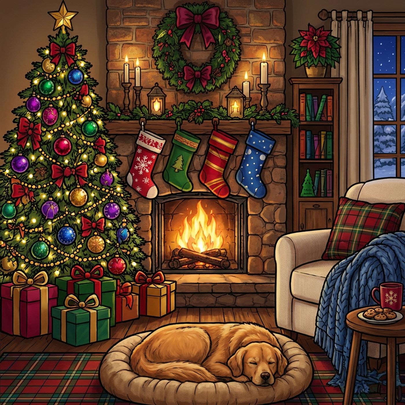 Full-colour reference for Christmas Fireside Room