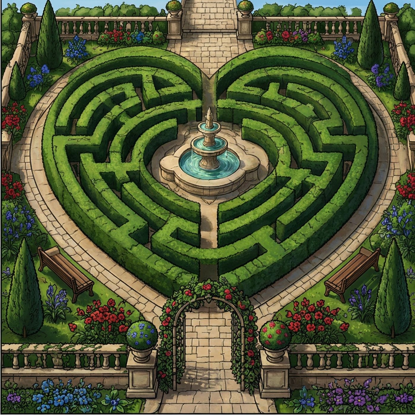 Full-colour reference for Heart Hedge Maze