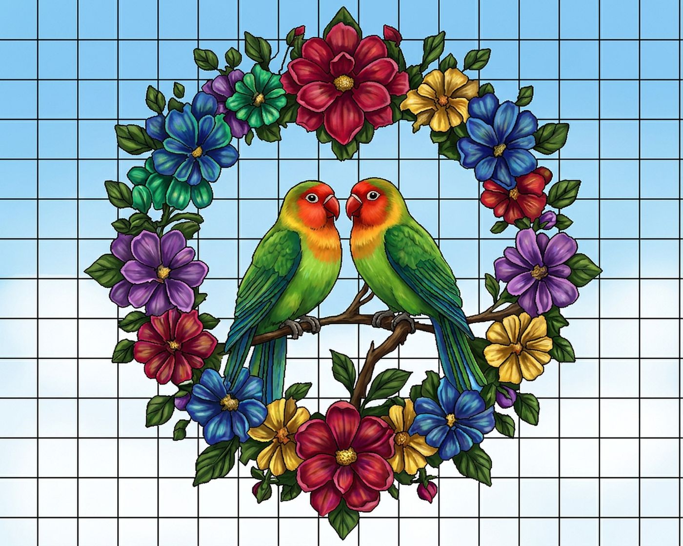 Full-colour reference for Lovebird Wreath