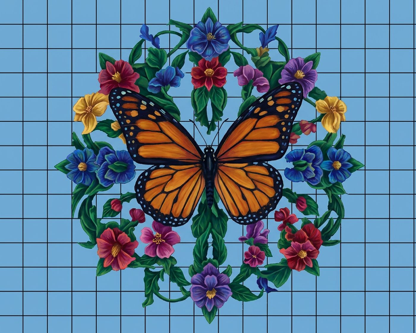 Full-colour reference for Butterfly Mandala