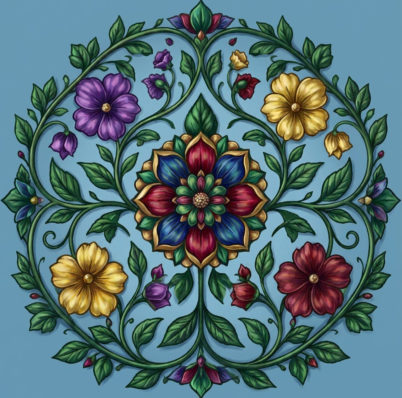 Full-colour reference for Floral Vine Mandala