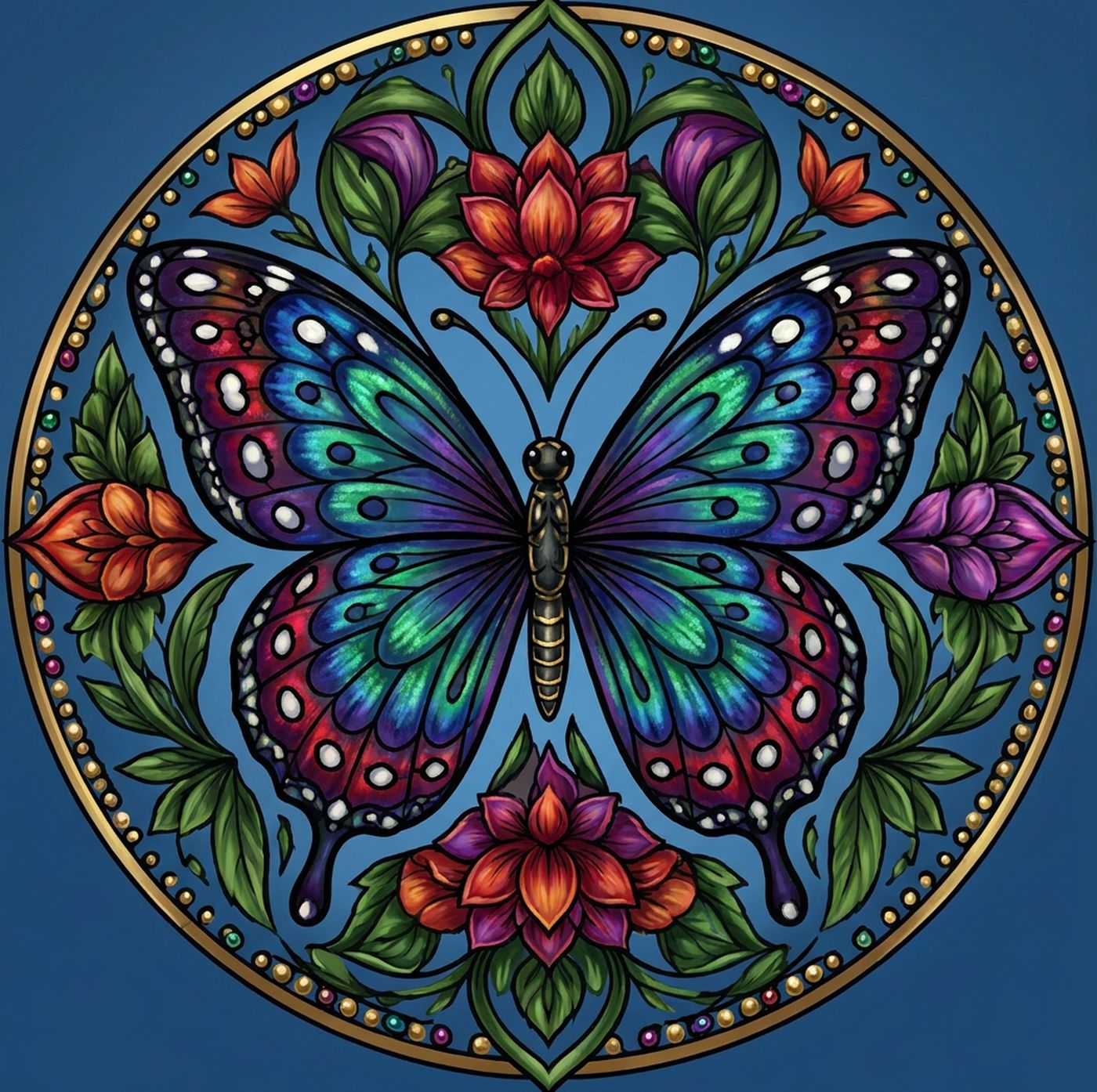 Full-colour reference for Butterfly Wing Mandala