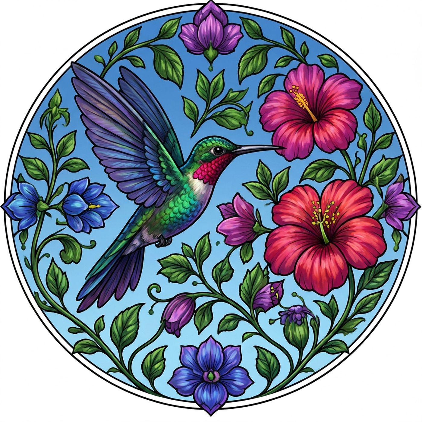 Full-colour reference for Hummingbird Mandala