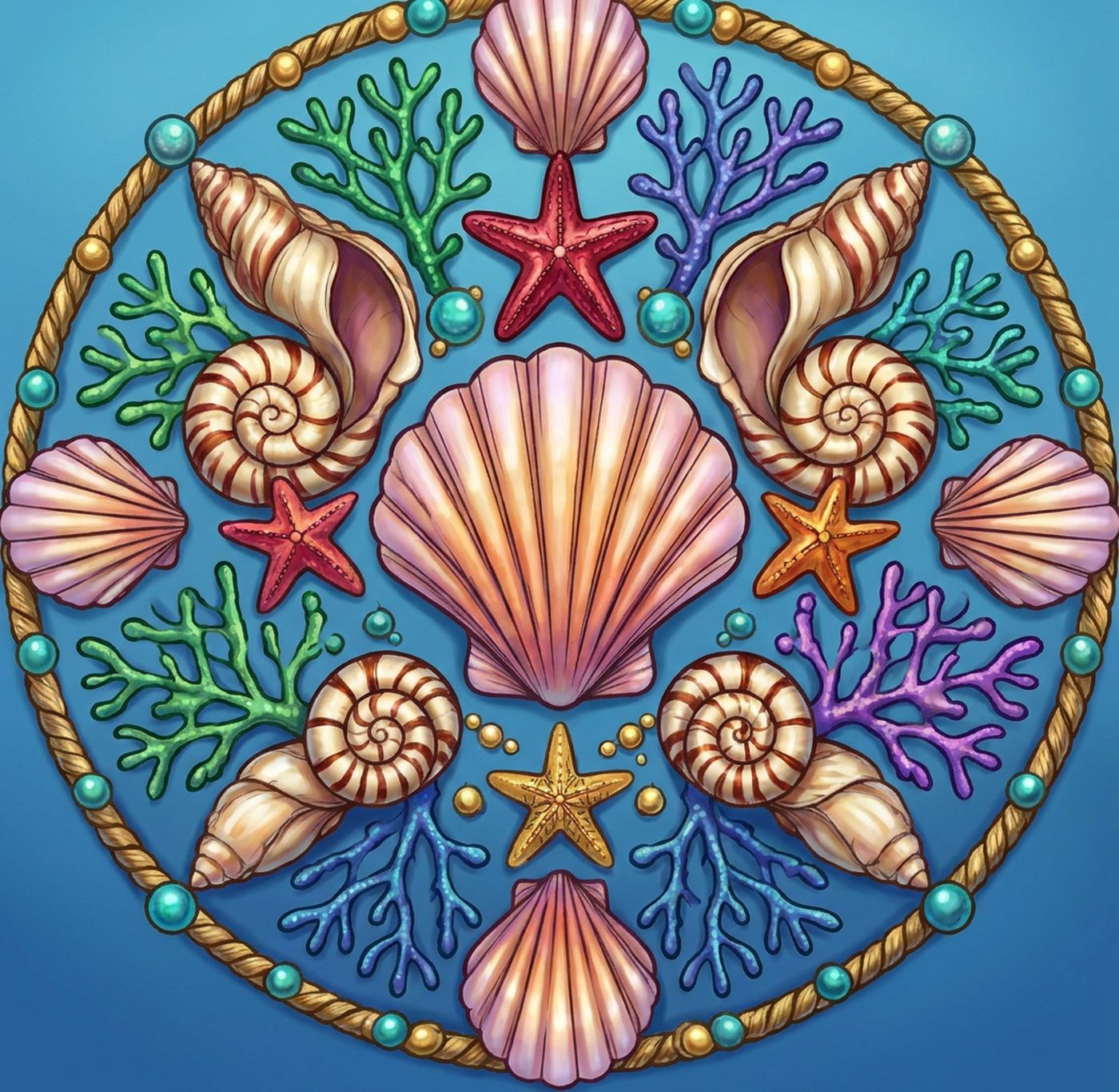 Full-colour reference for Seashell Mandala
