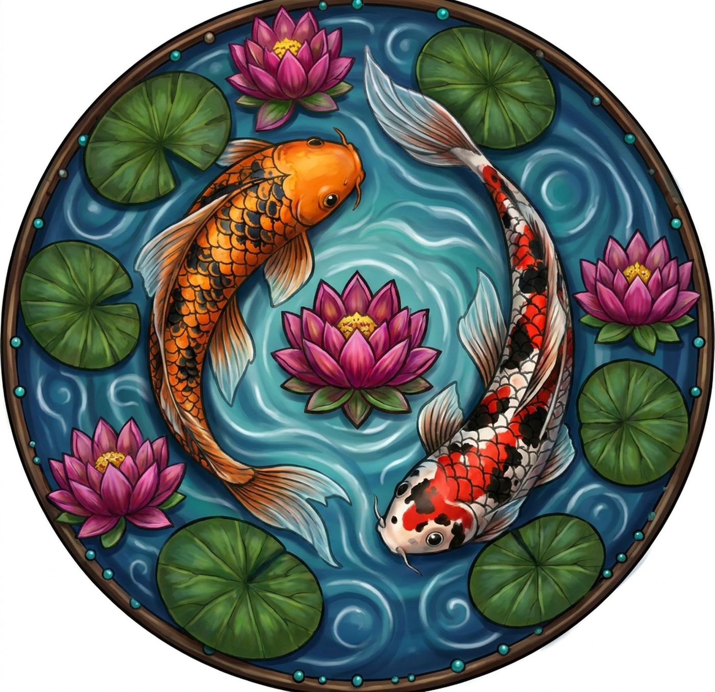 Full-colour reference for Koi Pond Mandala