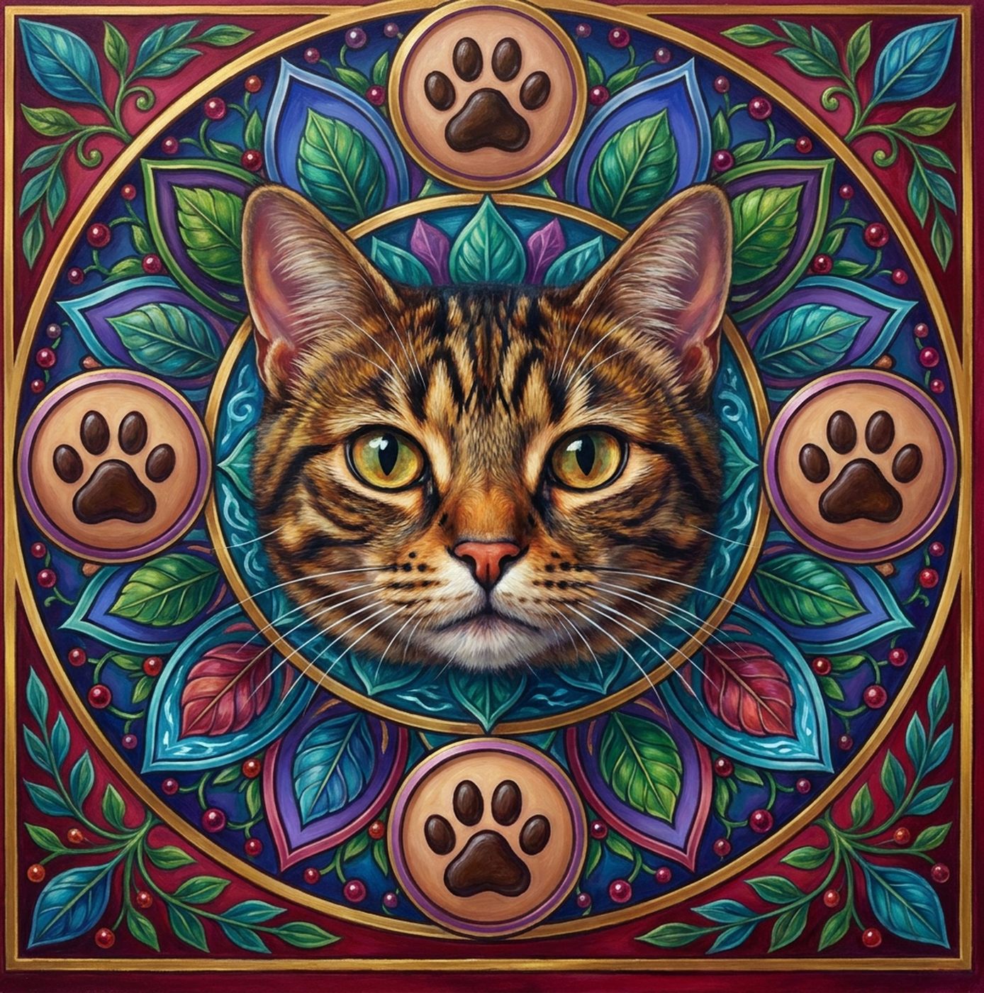 Full-colour reference for Cat Paw Mandala