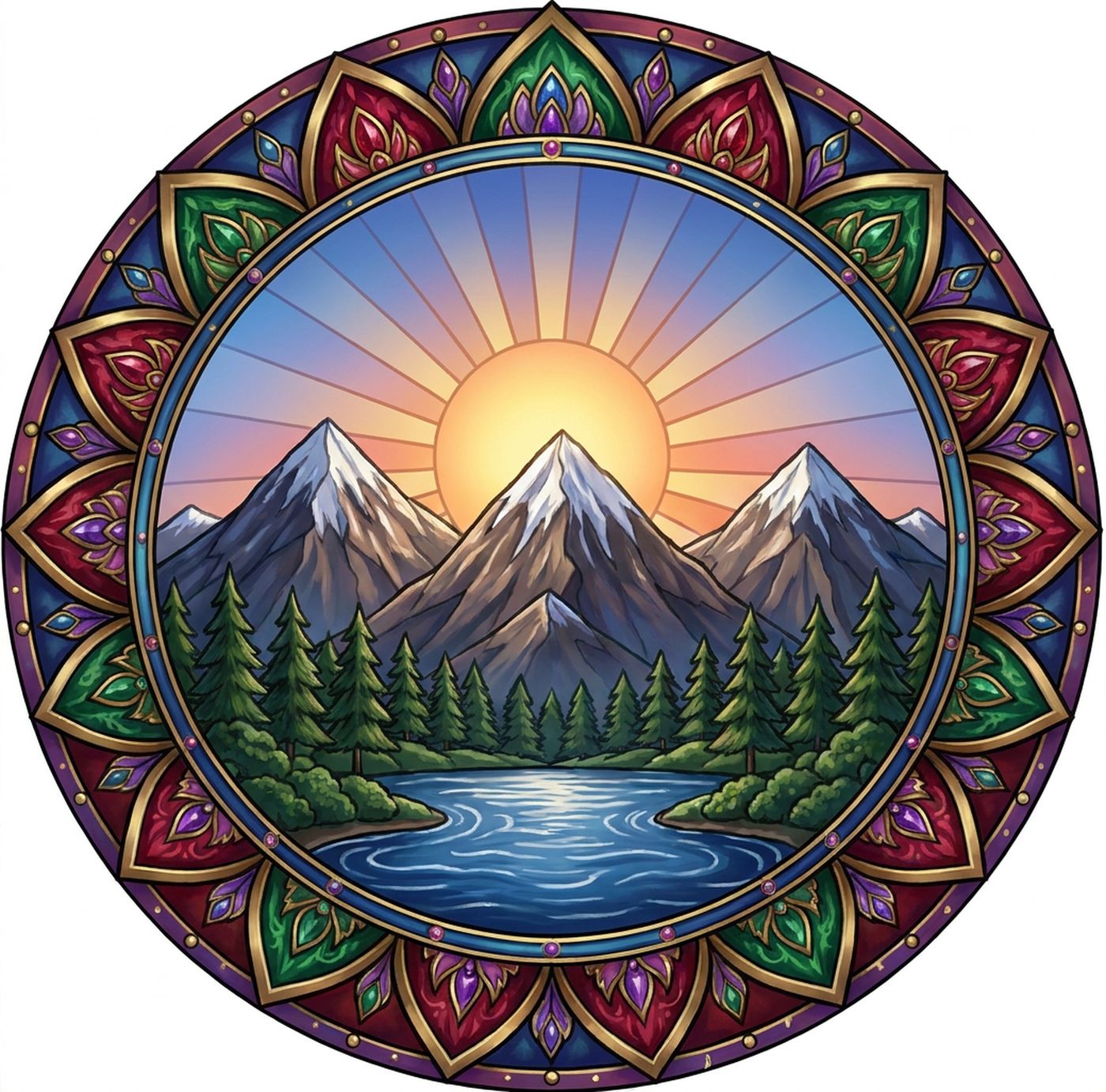 Full-colour reference for Mountain Sunrise Mandala