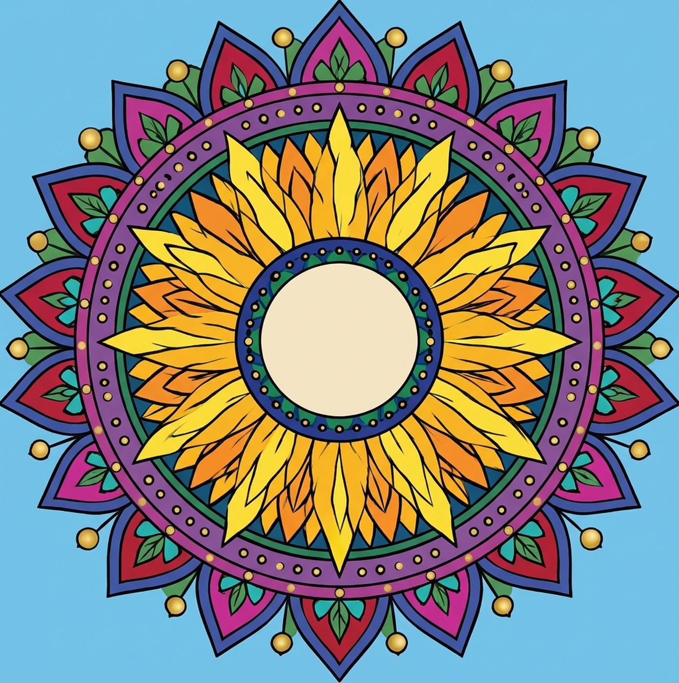 Full-colour reference for Sunburst Mandala