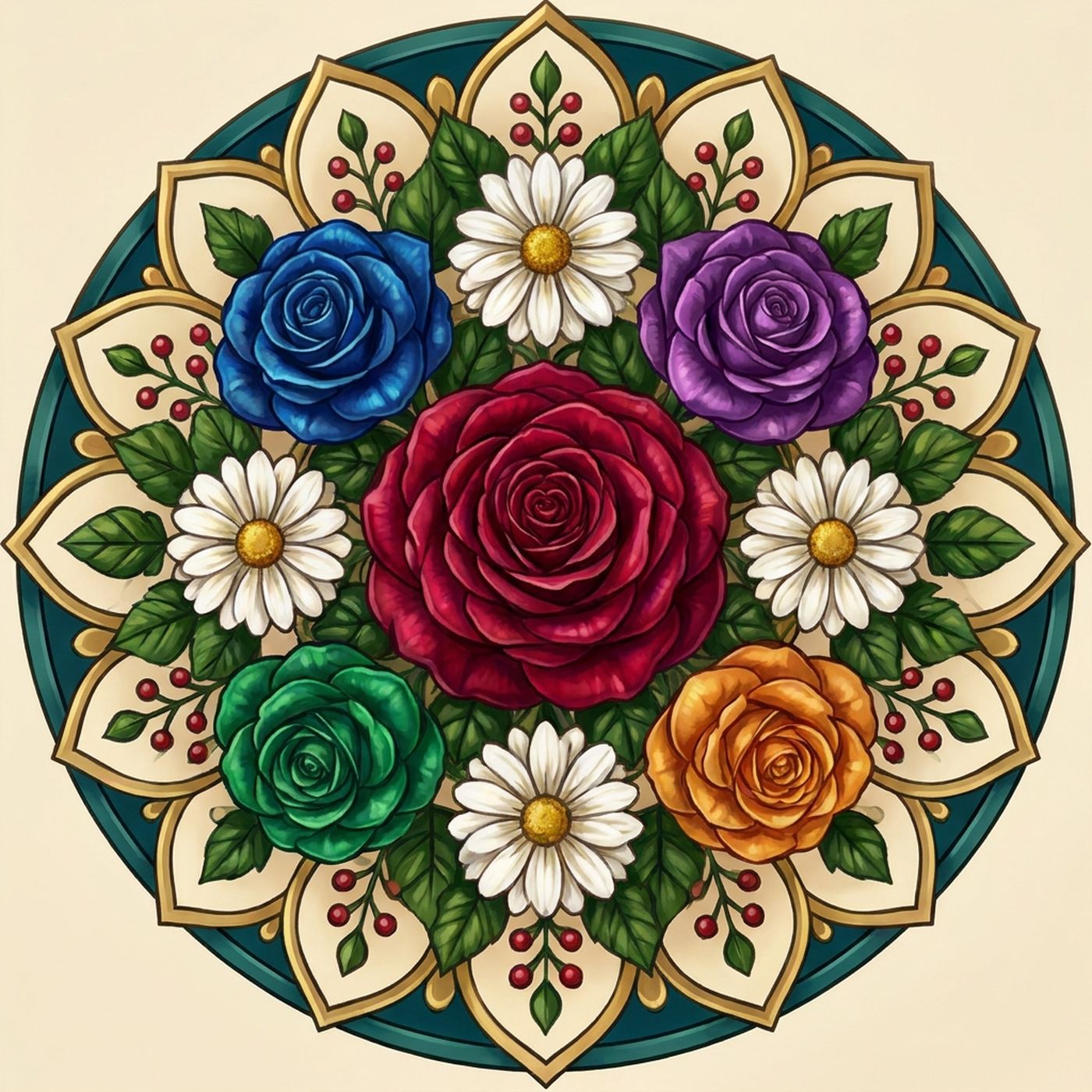 Full-colour reference for Garden Bouquet Mandala