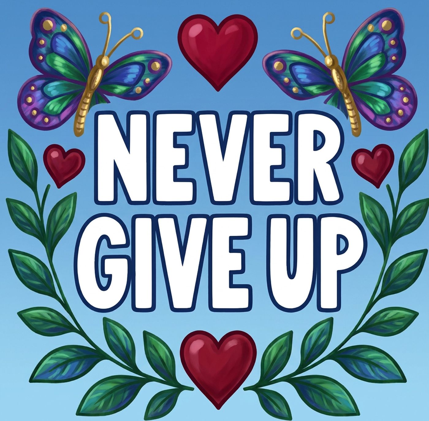 Full-colour reference for Never Give Up