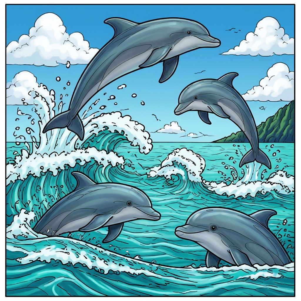 Full-colour reference for Dolphins in the Waves