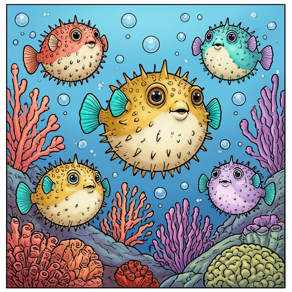 Full-colour reference for Puffer Fish Parade