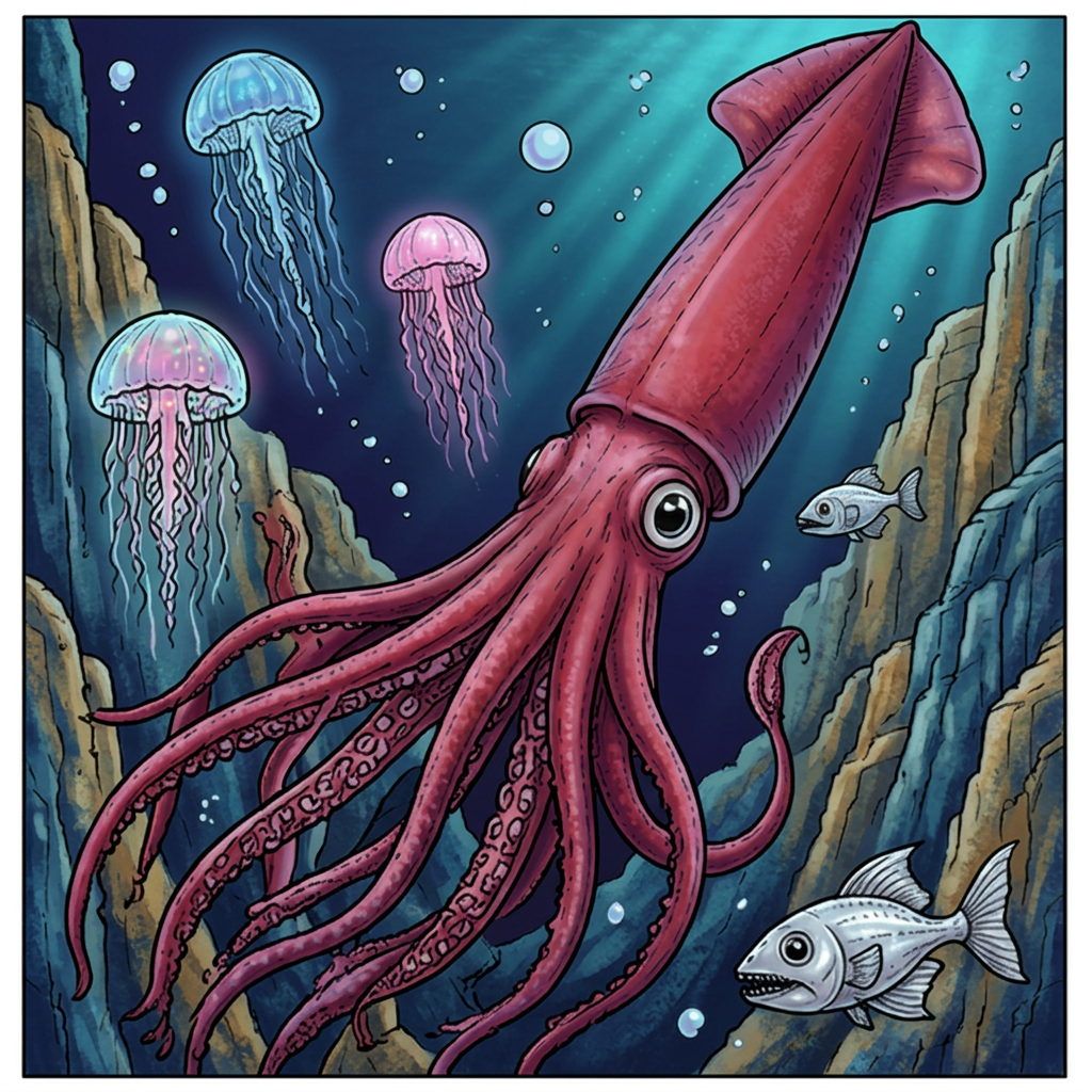 Full-colour reference for Giant Squid in the Deep