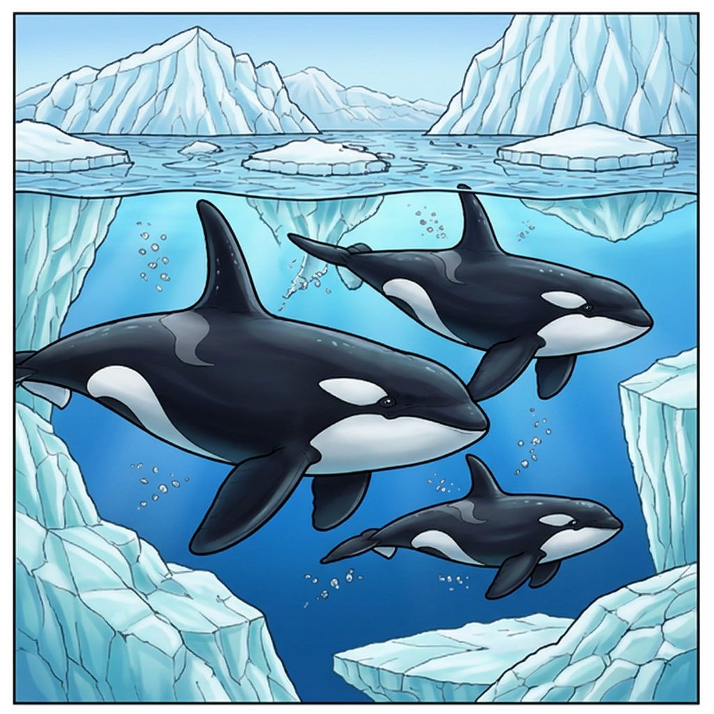 Full-colour reference for Orca Family beneath the Ice