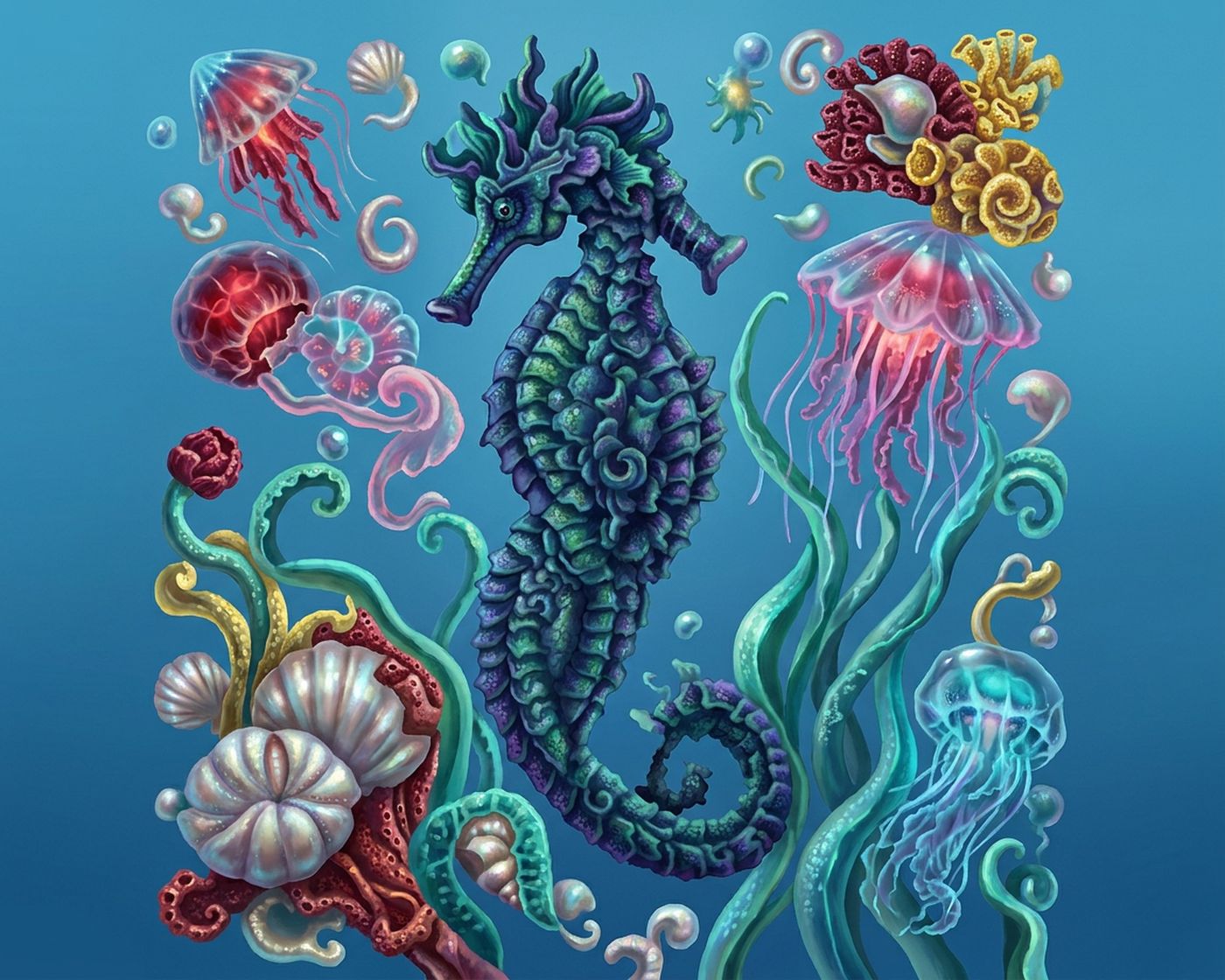 Full-colour reference for Seahorse and Jellyfish