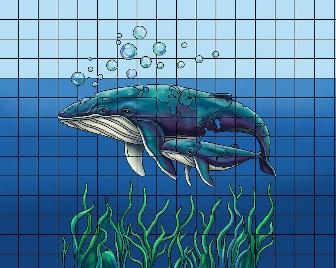 Full-colour reference for Whale and Calf