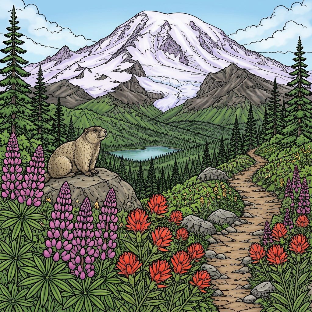 Full-colour reference for Mount Rainier Wildflower Meadow