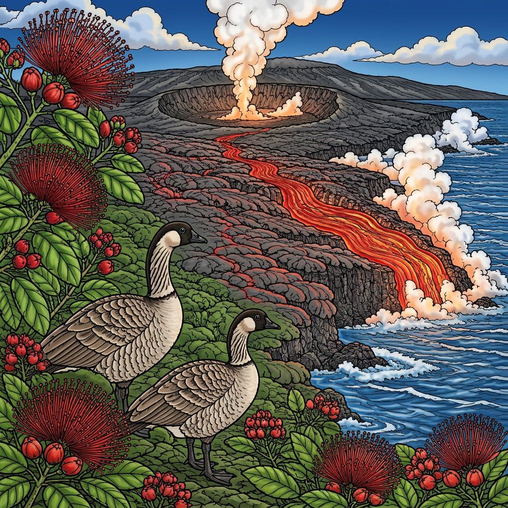 Full-colour reference for Hawai'i Volcanoes Lava Flow