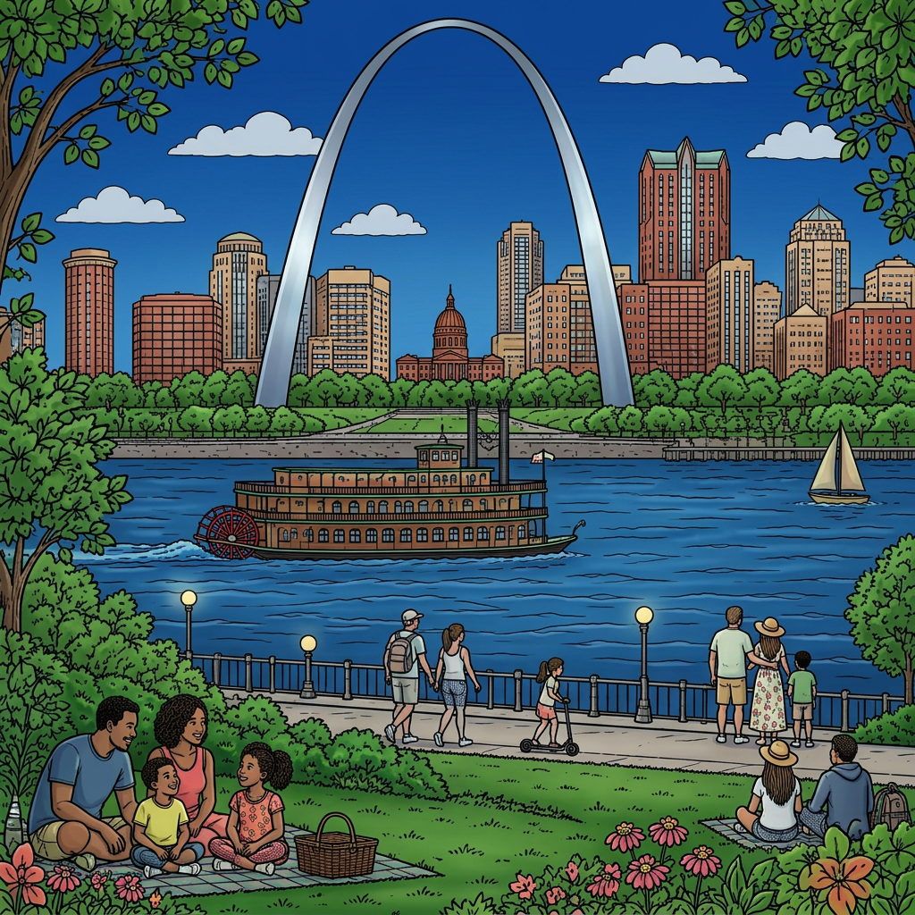 Full-colour reference for Gateway Arch and St. Louis Riverfront