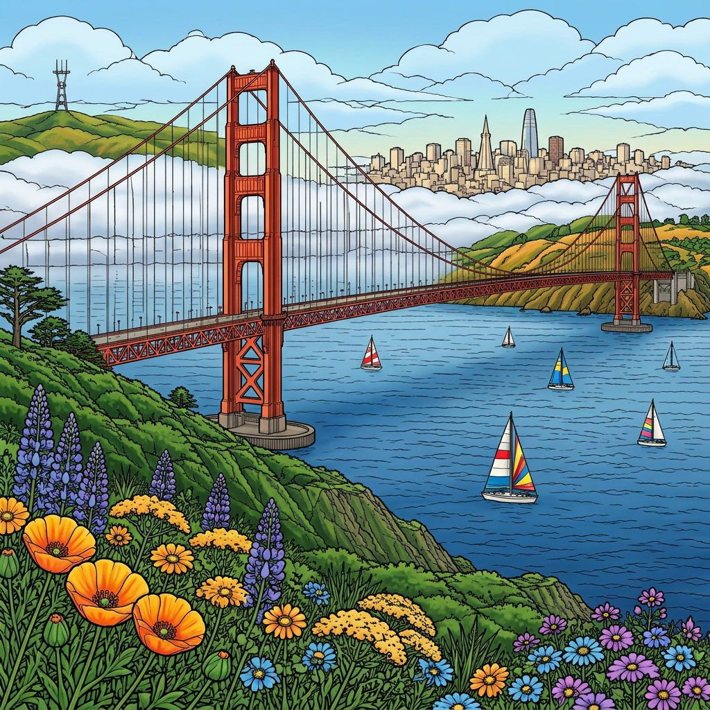 Full-colour reference for Golden Gate Bridge