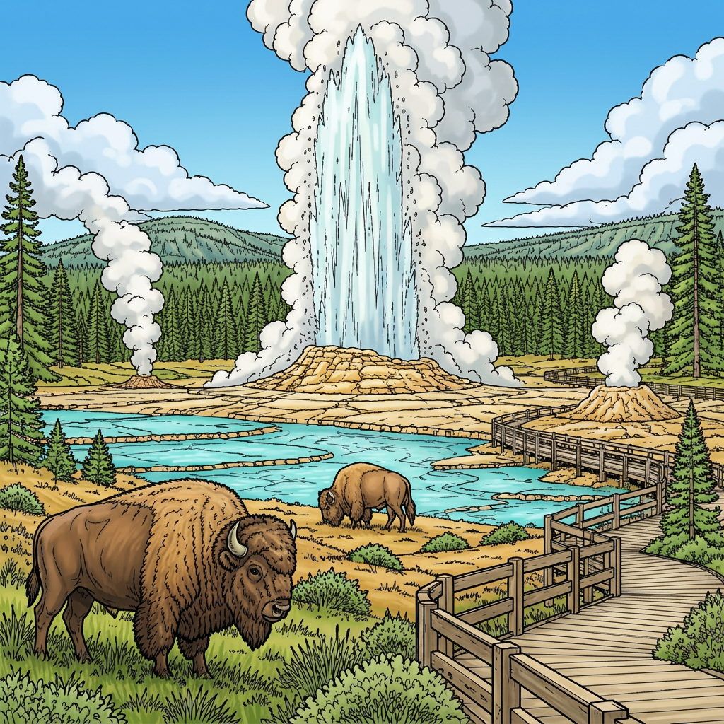 Full-colour reference for Yellowstone Old Faithful