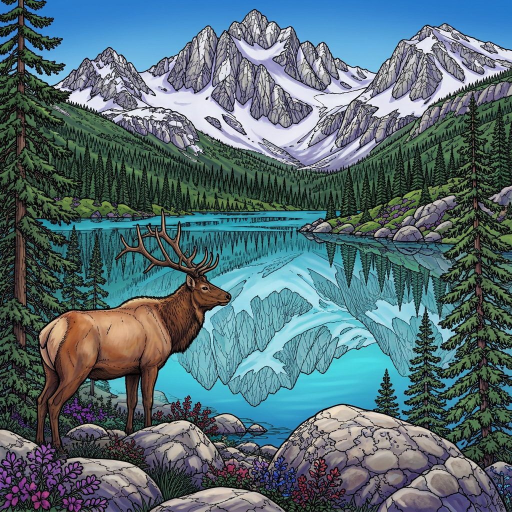 Full-colour reference for Rocky Mountain Alpine Lake