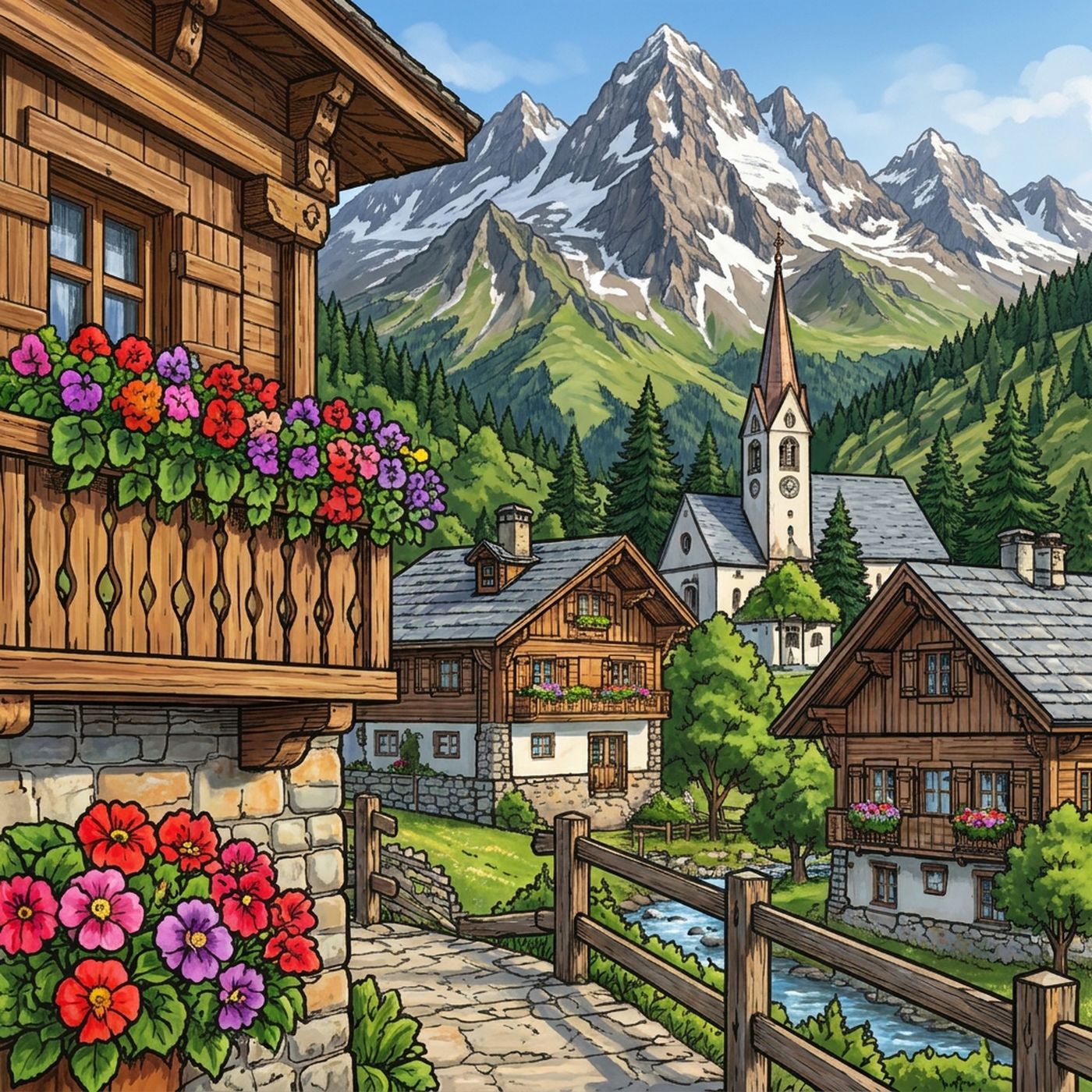 Full-colour reference for Alpine Chalet Village