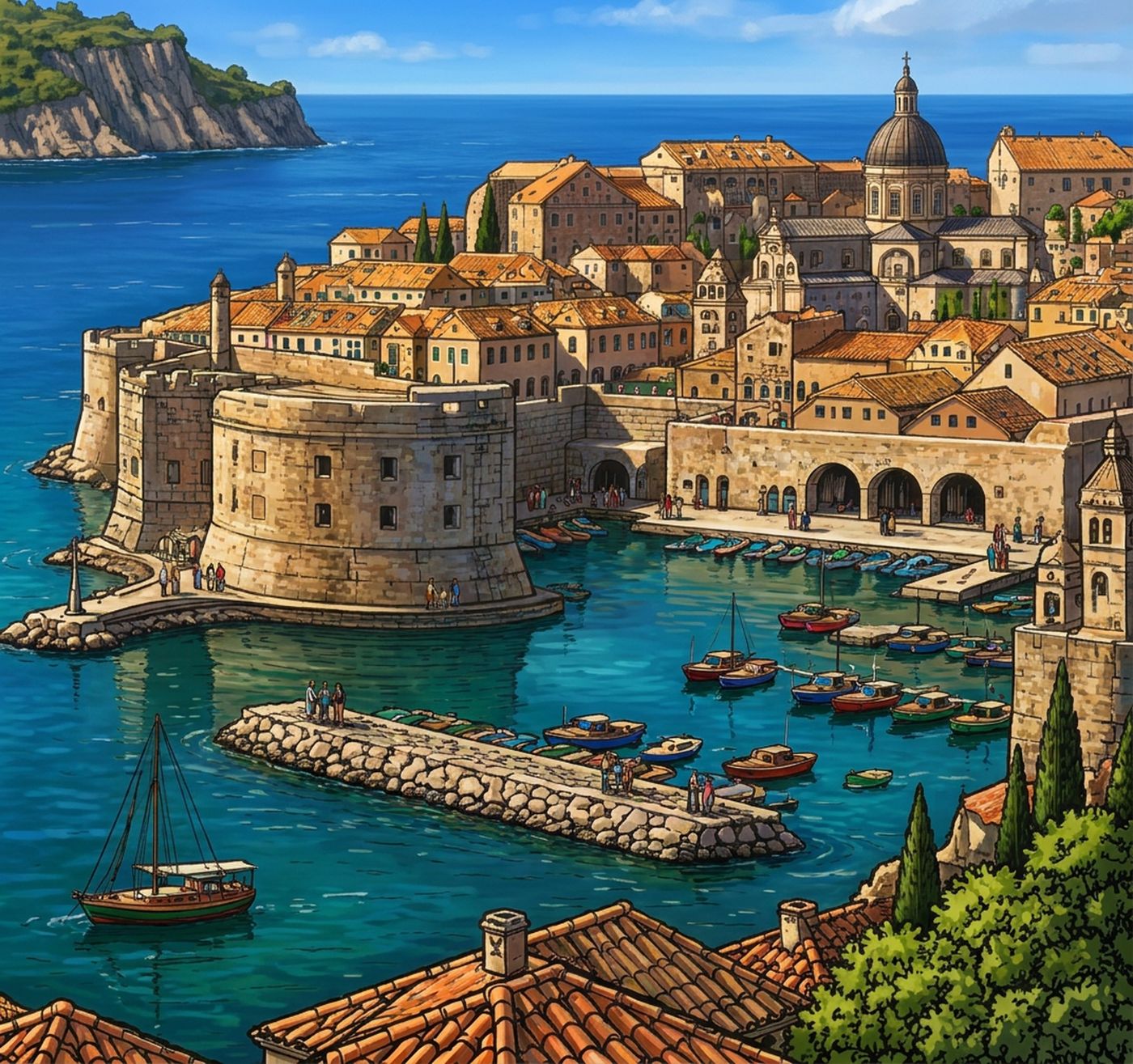 Full-colour reference for Dubrovnik Walled Harbour
