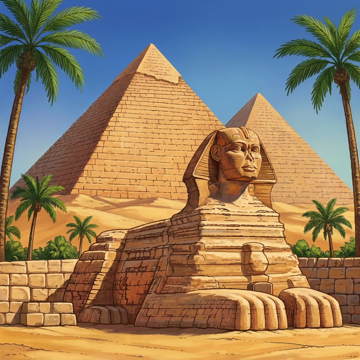Full-colour reference for Giza Pyramids and Sphinx