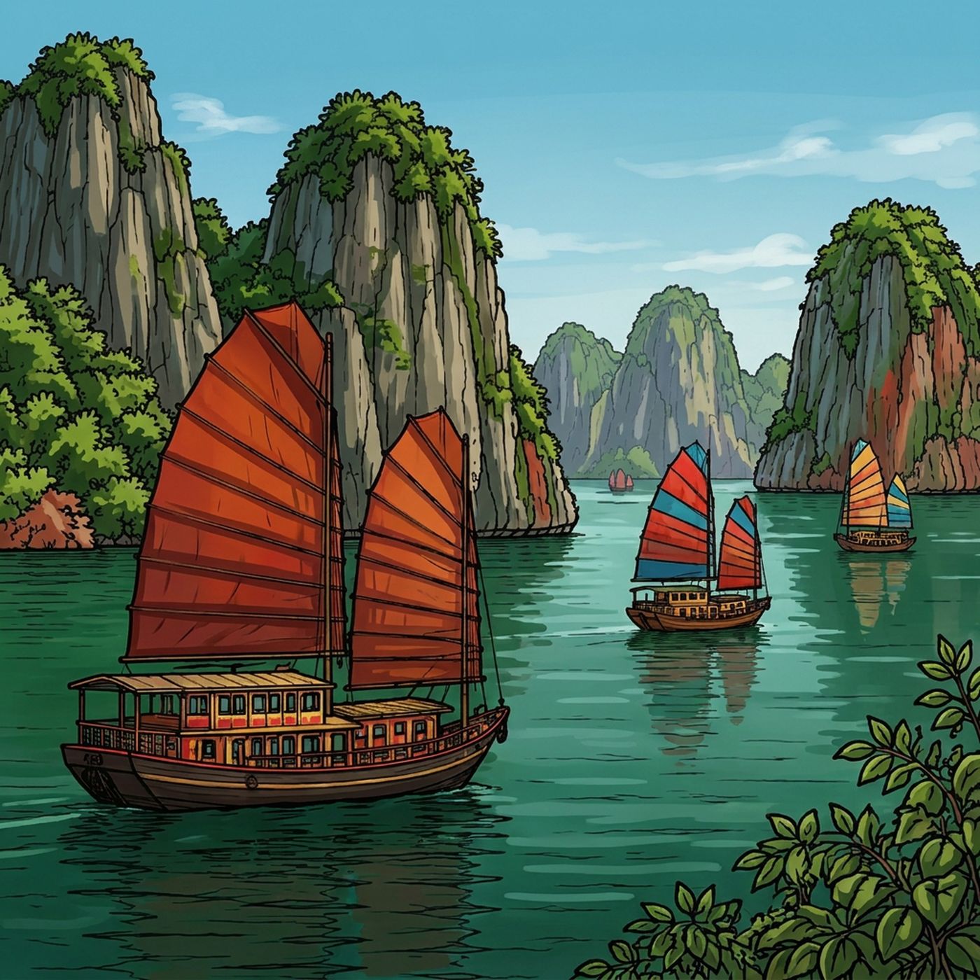 Full-colour reference for Ha Long Bay Junks