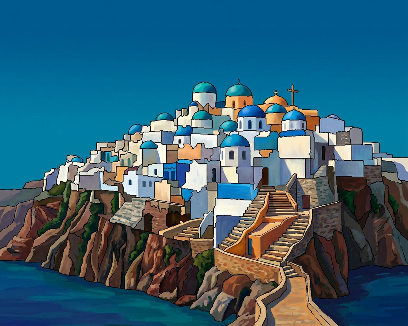 Full-colour reference for Santorini Hillside