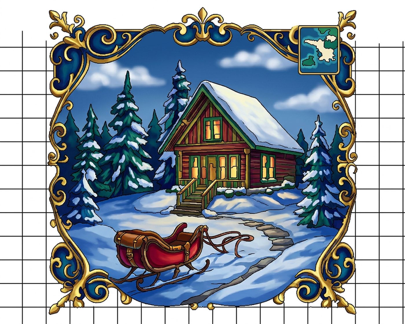 Full-colour reference for Winter Cabin
